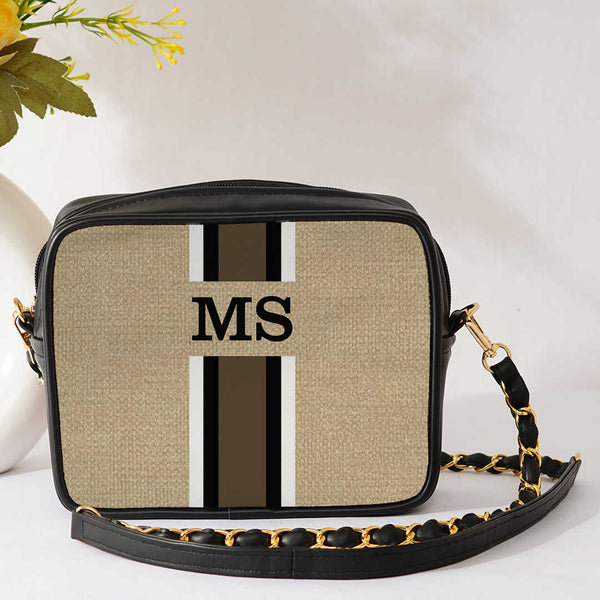 Canvas Customized Striped Sling Bag - Uncommongifts.in