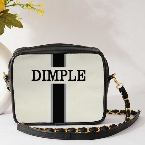 Customized White Striped Sling Bag - Uncommongifts.in