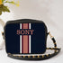 Canvas Customized Black Striped Sling Bag - Uncommongifts.in