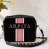 Black Customized Pink Striped Sling Bag - Uncommongifts.in