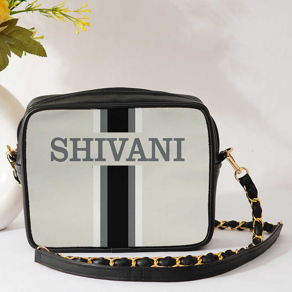 Canvas Customized Striped Sling Bag - Uncommongifts.in