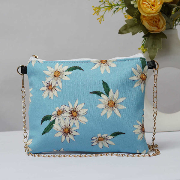 Blue Floral Printed Sling Bag - Uncommongifts.in