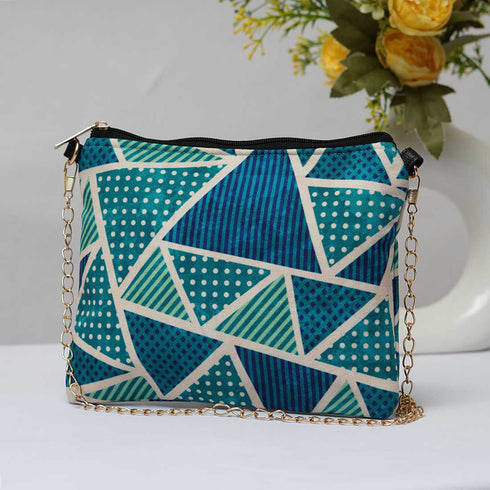 Blue Geometric Printed Sling Bag - Uncommongifts.in