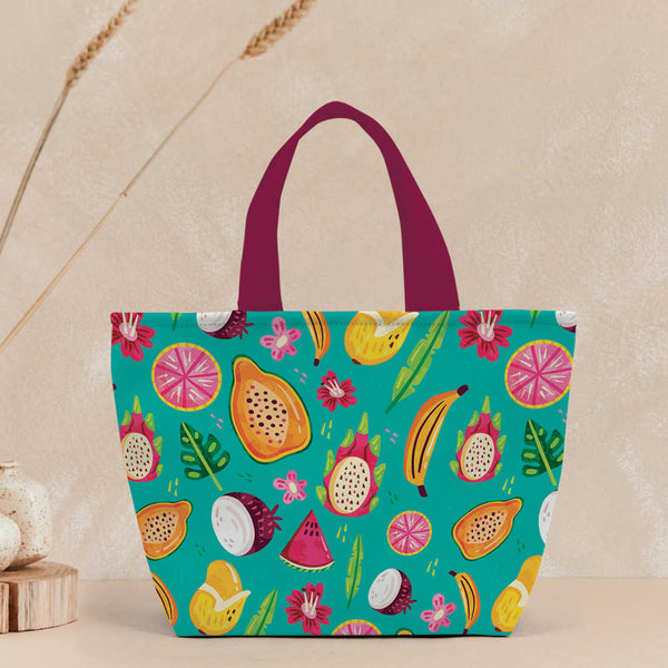 Printed Canvas Lunch Bag With Handle - Uncommongifts.in
