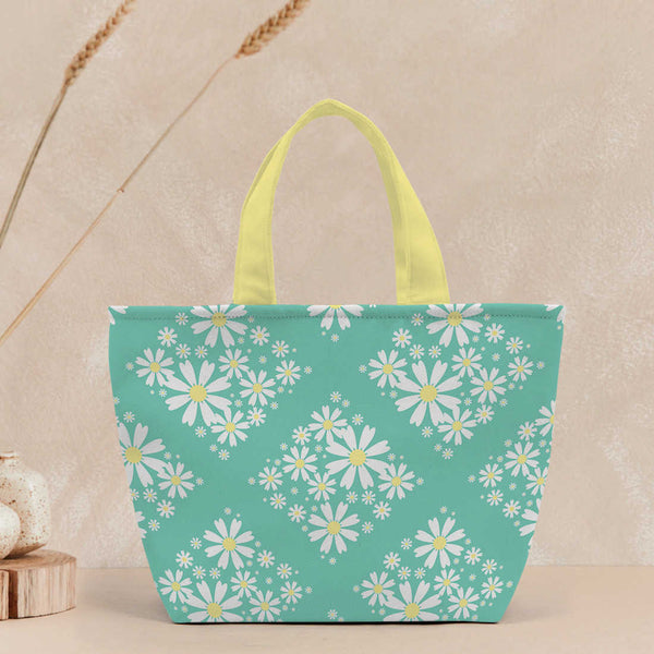 Floral Printed Canvas Lunch Bag - Uncommongifts.in
