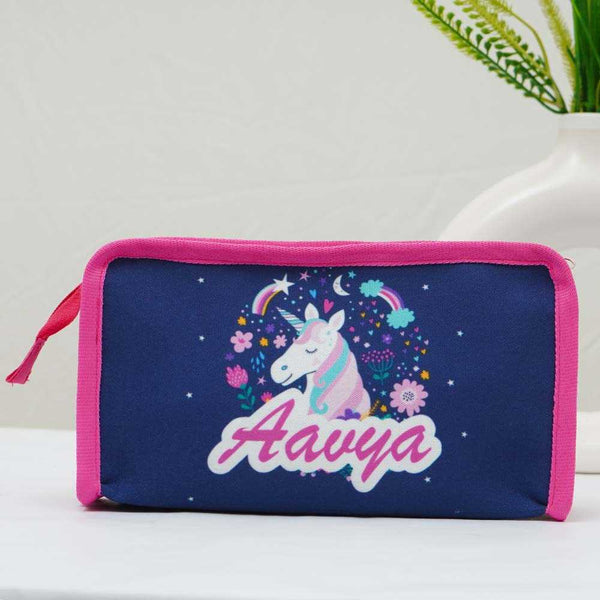 Unicorn Printed Personalised Kids Toiletry Pouch
