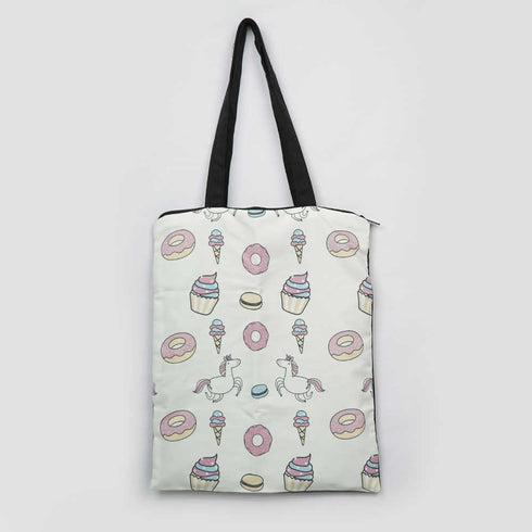 Unicorn & Ice Cream Printed Tote Bag