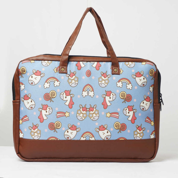 Unicorn Printed Canvas & PU Laptop Bag Fit 15.6 Inch Laptop