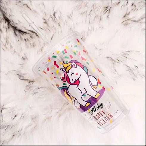 Personalised Radiant unicorn sipper bottle