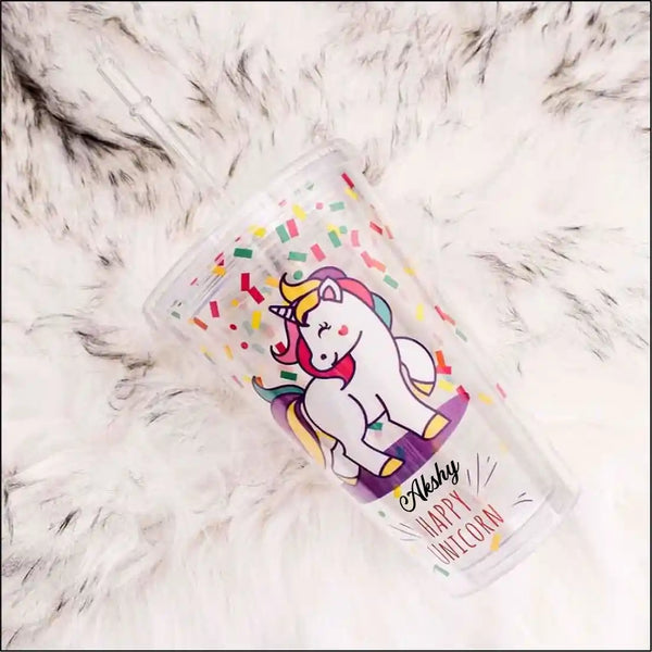 Personalised Radiant unicorn sipper bottle