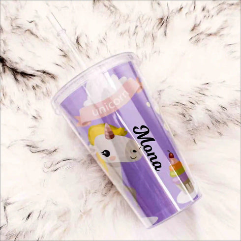 Personalised Purple Unicorn Glass Sipper