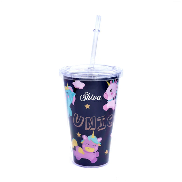 Personalised Unicorn Black Sipper