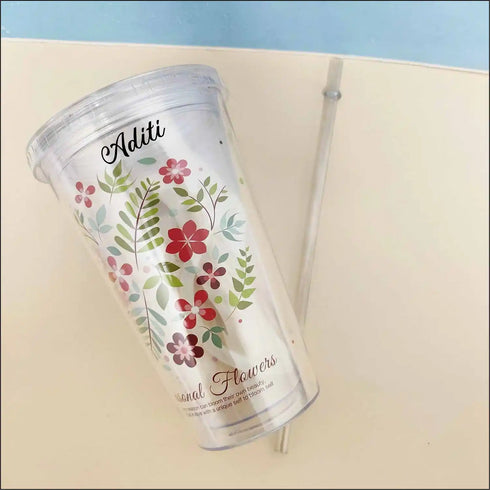 Personalised Floral Clear Sipper