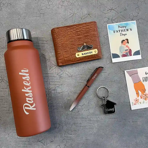 Personalized Men Wallet with Bottle Combo | Fathers Day