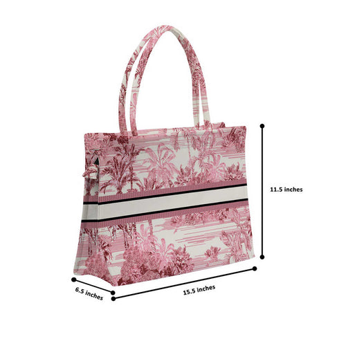 Pink Flower Printed Box Tote Bag - Uncommongifts.in