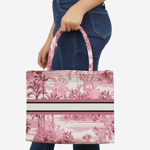 Pink Flower Printed Box Tote Bag - Uncommongifts.in