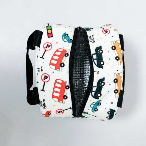 Personalised Cars Printed Kids Lunch Bag With Handle