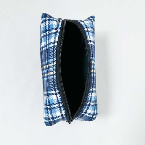 Personalised Blue Check Printed Box Pouch