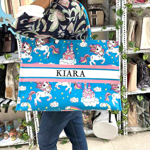 Personalised Unicorns Printed Box Bag