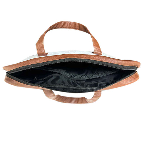 White Canvas & PU Laptop Bag Fit 15.6 Inch Laptop