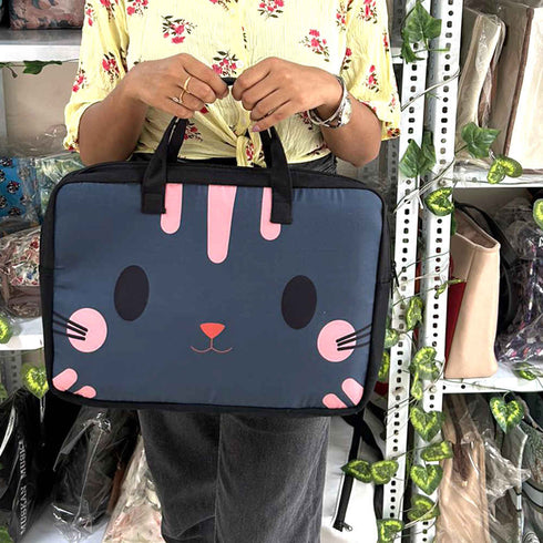 Cat Printed Canvas Laptop Bag Fit 15.6 Inch Laptop