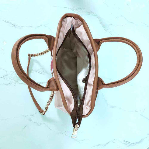 Pink Strap Printed Personalised Luna Handbag