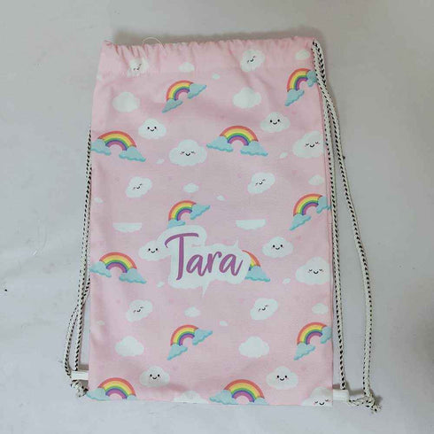 Rainbows Printed Kids Drawstring Bag & Pouch Combo