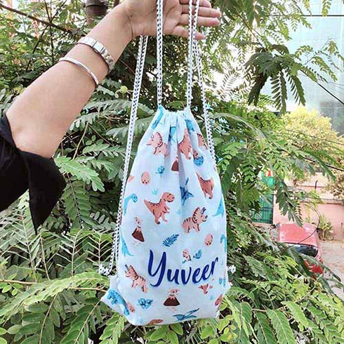 Personalised Animals Printed Kids Drawstring Bag
