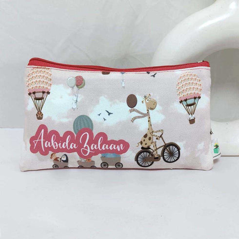 Personalised Animals Drawstring Bag & Pencil Pouch Kids Combo