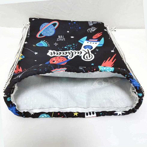 Personalized Space Drawstring Bag with Pencil Pouch Combo for Kids