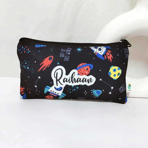 Personalized Space Drawstring Bag with Pencil Pouch Combo for Kids