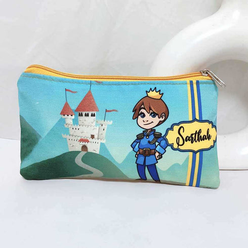 Personalised Prince Drawstring Bag & Pencil Pouch Kids Combo
