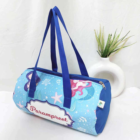 Personalised Mermaids Printed Kids Duffle Bag