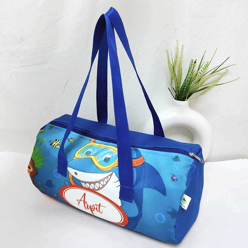 Personalised Shark Printed Kids Duffle Bag