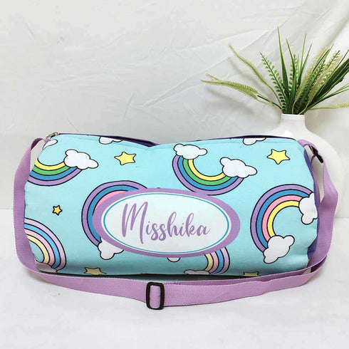Personalised Rainbow Printed Kids Sling Duffle Bag