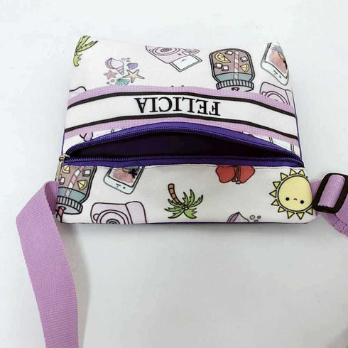 Personalised Purple Printed Kids Waist Pouch
