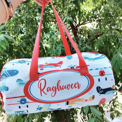 Personalised Airplane Duffle Bag & Box Pouch Kids Combo
