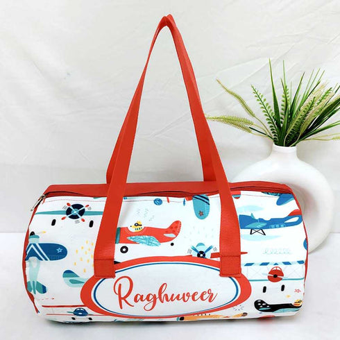 Personalised Airplane Printed Kids Duffle Bag