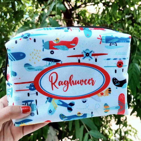 Personalised Airplane Printed Kids Box Pouch