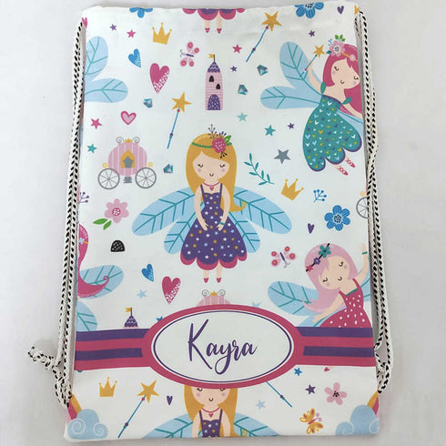 Personalised Fairy Drawstring Bag & Pencil Pouch Kids Combo