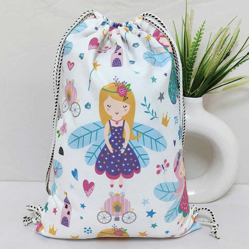 Personalised Fairy Printed Kids Drawstring Bag