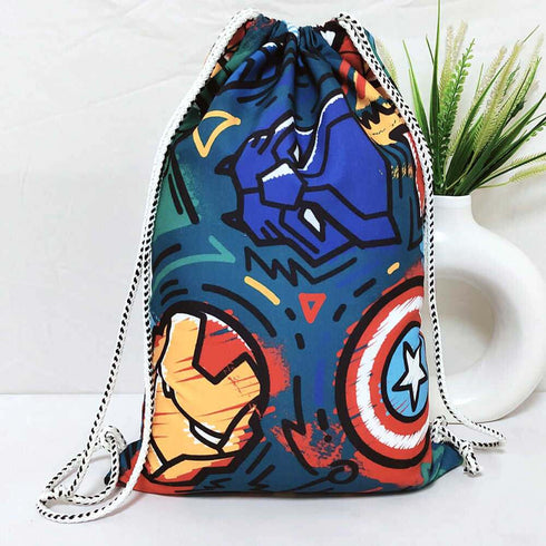 Personalised Multicolor Printed Kids Drawstring Bag