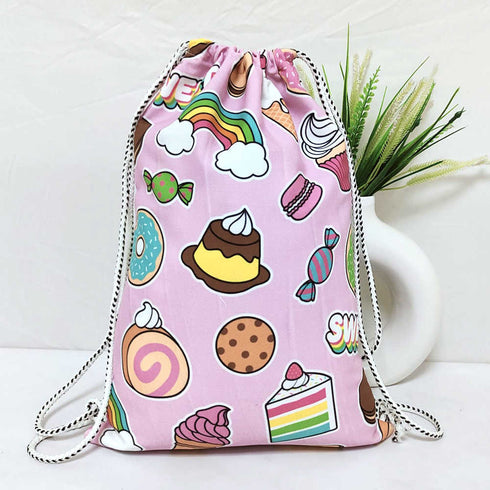 Personalised Donut Printed Kids Drawstring Bag