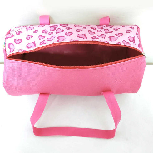 Personalised Pink Hearts Printed Kids Swimming Duffle Bag