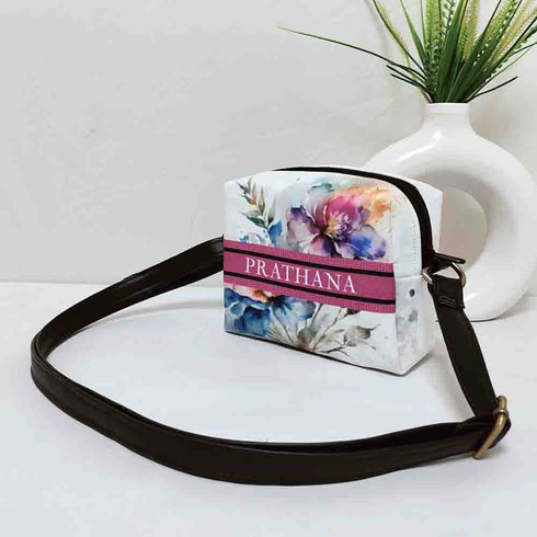 Personalised Floral Printed Kids Sling Bag