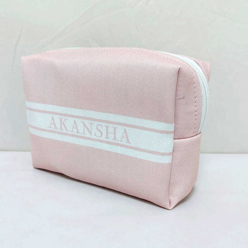 Personalised Pink Stripes Printed Box Pouch