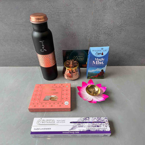 Personalised Copper Bottle Diwali Combo Gift Set