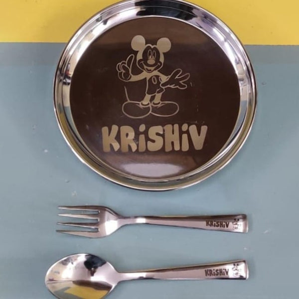 Personalised Nashta Plate Set Stainless Steel Material