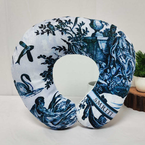 Personalised Blue Printed Neck Pillow Combo Gift Set