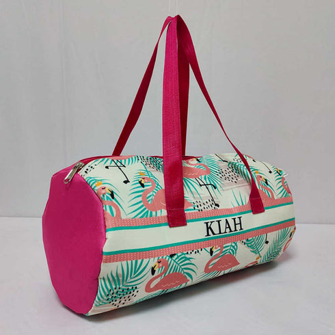 Personalised Flamingo Printed Kids Duffle Bag